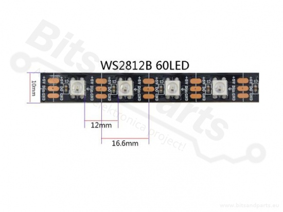 LED Strip RGB WS2812 5V - IP65 - 60 LEDs/m - 5 meters black 